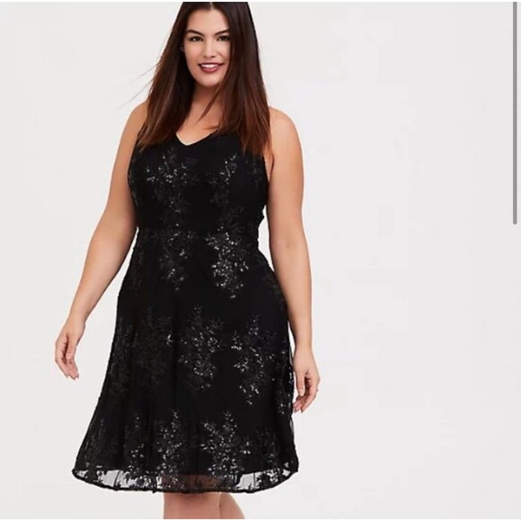 Torrid black sequin skater dress Plus size 24 - Picture 9 of 9